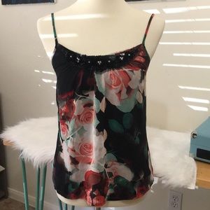 Floral with beading tank‎ top size small sequin